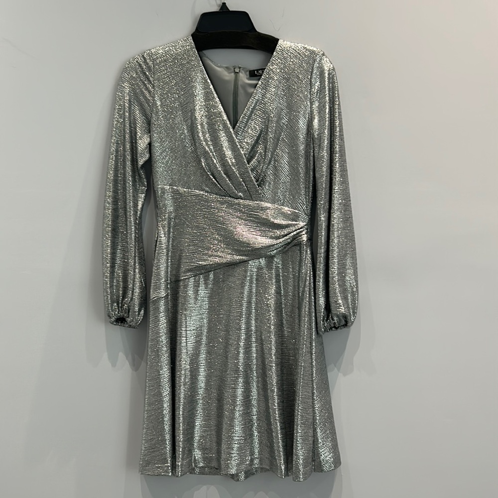 Ralph lauren silver shimmer dress